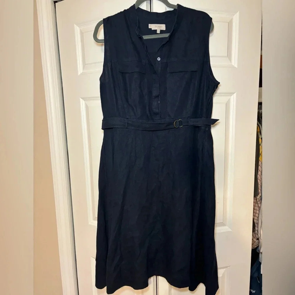 Hobbs London Linen Tie Dress